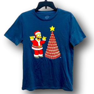 Santa Homer Simpson Duff Beer Graphic T-Shirt - Size Small - NWT